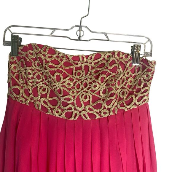 Lilly Pulitzer Jillie Chiffon Strapless Dress Pink Silk Size 6 - Picture 3 of 12